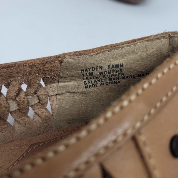 [SOLD]Bass Shoes Womens 11 Brown Leather Flats Woven Casual Hayden Fawn Loafer - Picture 10 of 10